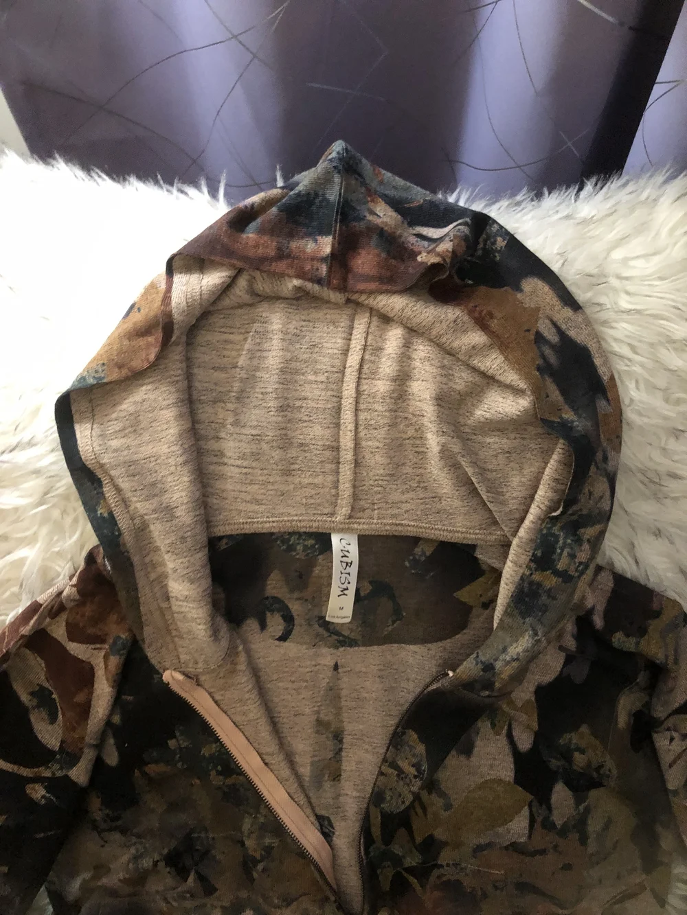 Cubism Los Angeles Abstract Watercolor Zip-Up Hoodie Jacket - Size M